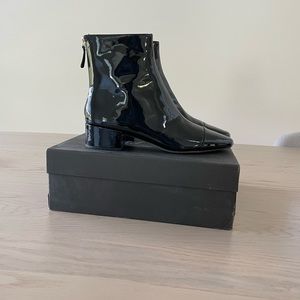 J.Crew Roxie Cap-toe ankle boots black patent leather size 8 NIB